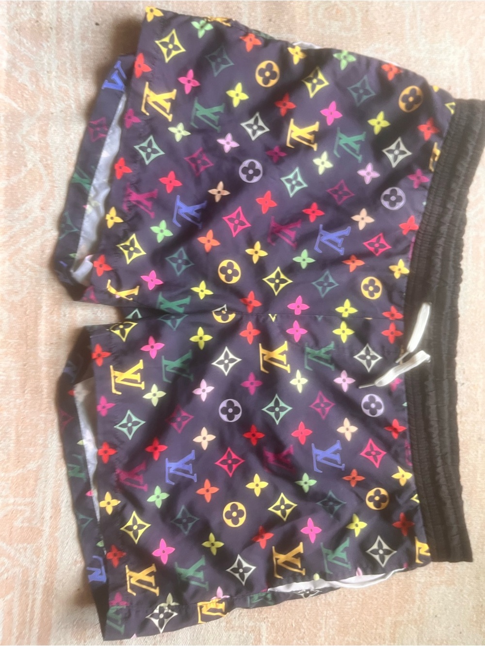 Louis Vuitton Black Swim Shorts with Multicolor Logo Accent